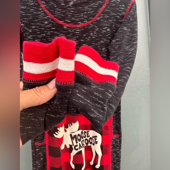 564. Lazy One Moose Caboose Kids Boys Onesie long sleeve cotton pajamas - Picture 10 of 11